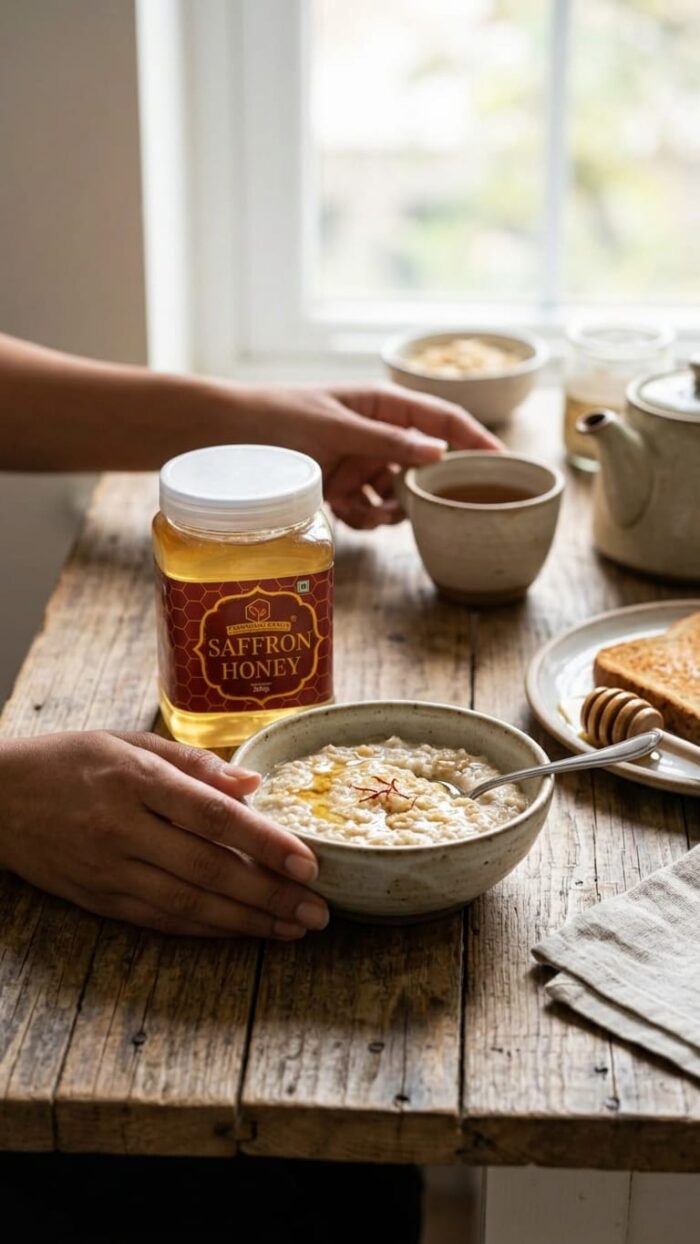 KESAR HONEY (500 GMS), Organic Saffron Honey, Unprocessed & Unheated. - Image 3
